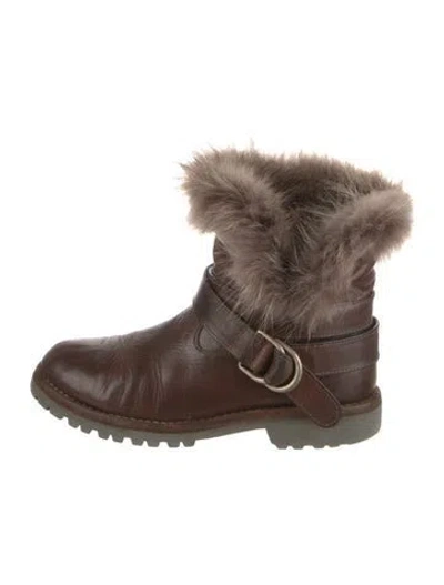 Pre-owned Brunello Cucinelli Leather Moto Boots In Brown
