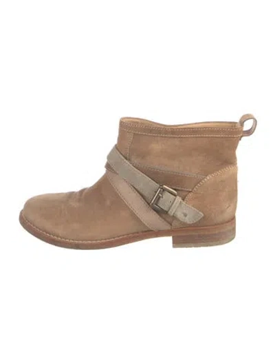 Pre-owned Brunello Cucinelli Leather Moto Boots In Neutrals
