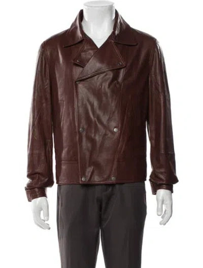 Pre-owned Brunello Cucinelli Leather Moto Jacket W/ Tags In Brown