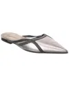 Brunello Cucinelli Leather Mule In Silver