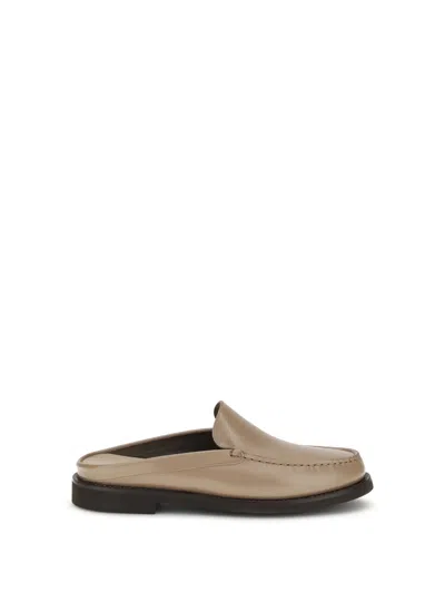 Brunello Cucinelli Leather Mules In Nude