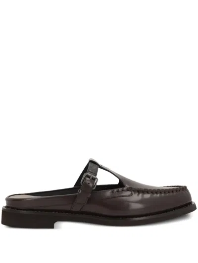 Brunello Cucinelli Leather Mules In Braun