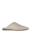 Brunello Cucinelli Square-toe Leather Flat Mules In Neutral