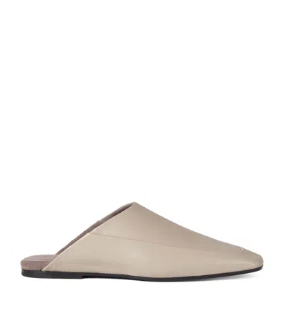 Brunello Cucinelli Leather Mules In Neutral