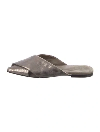 Pre-owned Brunello Cucinelli Leather Mules In Gray