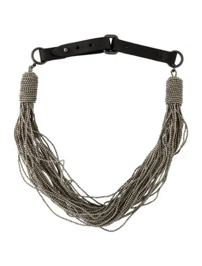 Pre-owned Brunello Cucinelli Leather Multistrand Collar Necklace, 18"