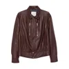Brunello Cucinelli Biker Nappa Texture Puffer Jackets Bordeaux In Brown
