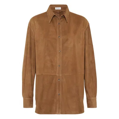 Brunello Cucinelli Leather Outerwears In Brown