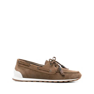 Brunello Cucinelli Leather Oxford Shoes In Brown