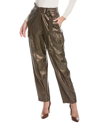 Brunello Cucinelli Leather Pant In Green