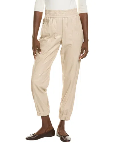 Brunello Cucinelli Leather Pant In Beige