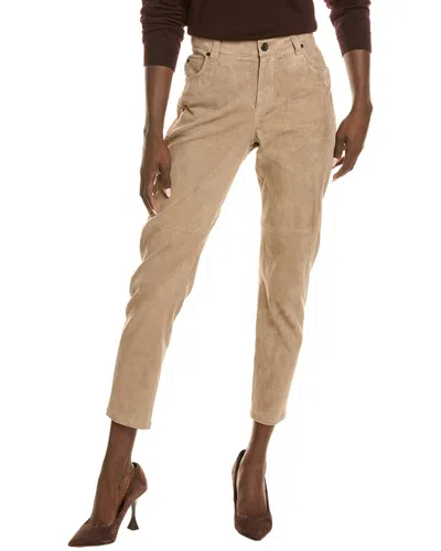 Brunello Cucinelli Leather Pant In Beige