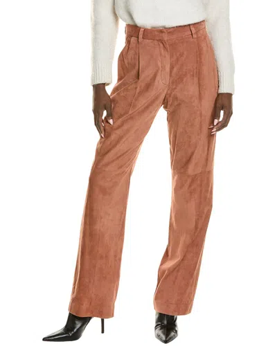 Brunello Cucinelli Leather Pant In Orange