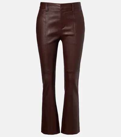 Brunello Cucinelli Leather Pants In Burgundy