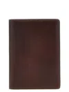 Brunello Cucinelli Leather Passport Holder In Bordeaux