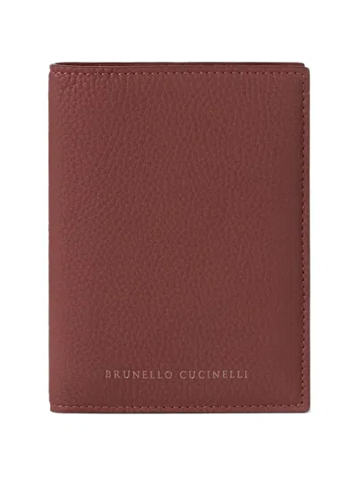 Brunello Cucinelli Leather Passport Holder In Brown