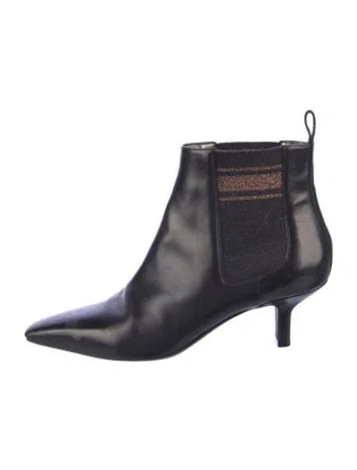 Pre-owned Brunello Cucinelli Leather Patterned Chelsea Boots In Blue
