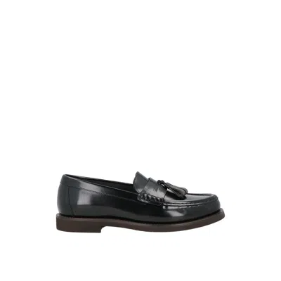 Brunello Cucinelli Bead-embellished Glossed-leather Loafers In Black