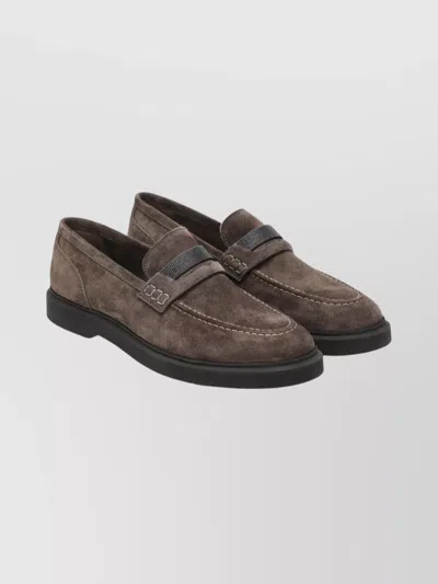 BRUNELLO CUCINELLI LEATHER PENNY LOAFER MONILE DETAIL