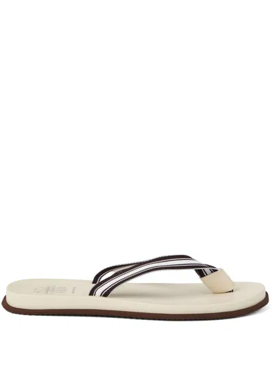 Brunello Cucinelli Leather Pool Slides In Neutral