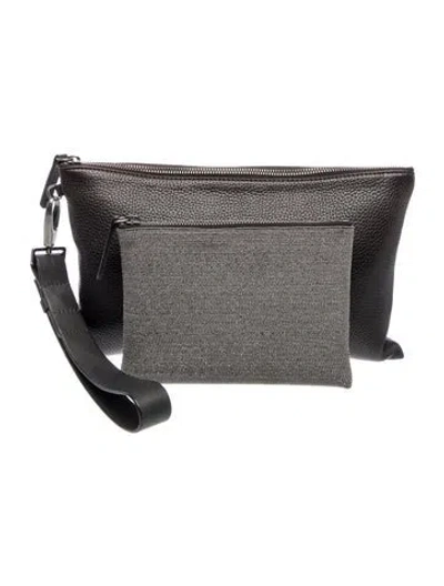 Pre-owned Brunello Cucinelli Leather Pouch In Black