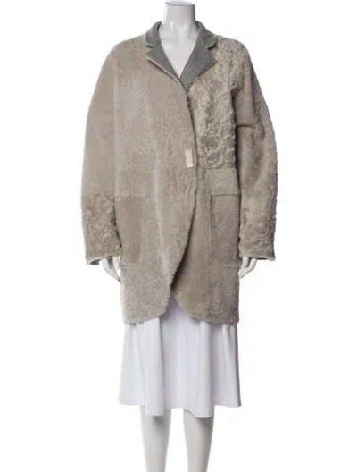Pre-owned Brunello Cucinelli Leather Printed Coat In Brown