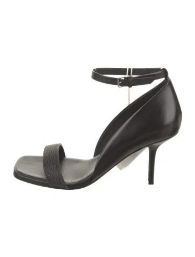 Pre-owned Brunello Cucinelli Leather Printed Sandals In Black