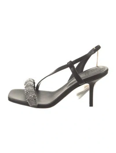 Pre-owned Brunello Cucinelli Leather Printed Slingback Sandals In Black