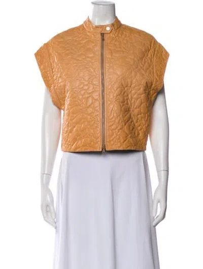 Pre-owned Brunello Cucinelli Leather Printed Vest In Brown