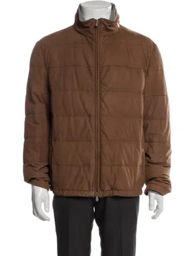 Pre-owned Brunello Cucinelli Leather Puffer Coat In Brown