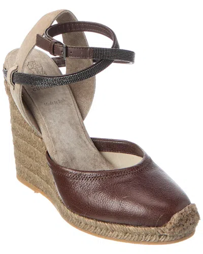 Brunello Cucinelli Leather Pump In Burgundy