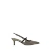Brunello Cucinelli Grey Nappa Leather Shiny Strap City Slingback