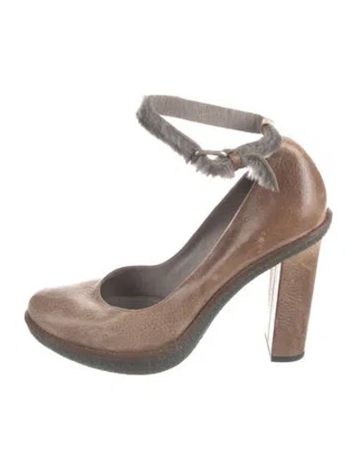 Pre-owned Brunello Cucinelli Leather Pumps In Brown/grey