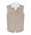 Brunello Cucinelli Leather Reversible Padded Gilet In Brown