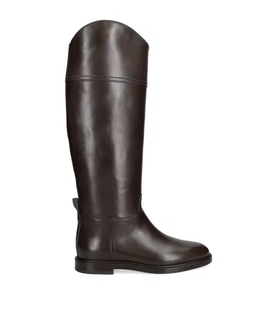 Brunello Cucinelli Leather Riding Boots In Brown