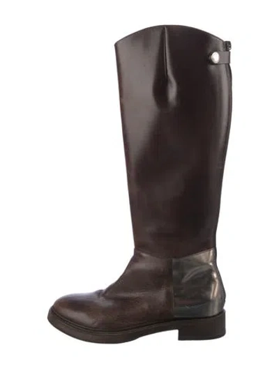 Pre-owned Brunello Cucinelli Leather Riding Boots In Brown