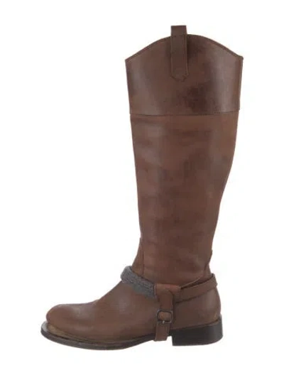 Pre-owned Brunello Cucinelli Leather Riding Boots In Brown