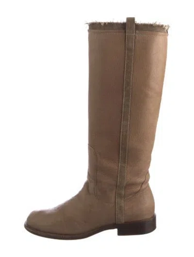 Pre-owned Brunello Cucinelli Leather Riding Boots In Neutral
