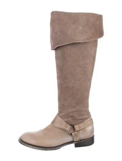 Pre-owned Brunello Cucinelli Leather Riding Boots In Neutral