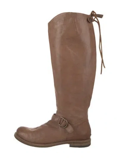 Pre-owned Brunello Cucinelli Leather Riding Boots In Neutral