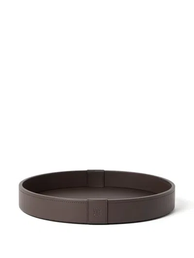 Brunello Cucinelli Leather Round Tray In Brown