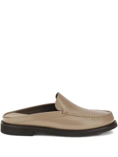 BRUNELLO CUCINELLI LEATHER SABOT