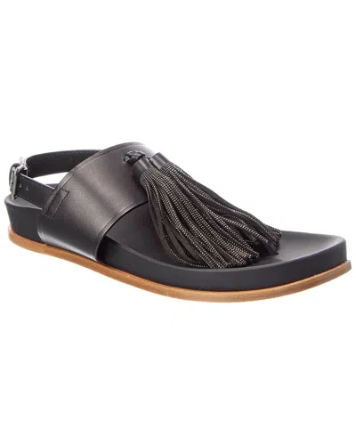 Brunello Cucinelli Leather Sandal In Black
