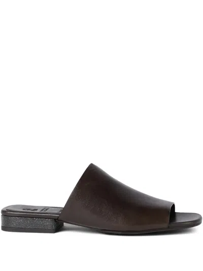 Brunello Cucinelli Leather Sandal In Brown