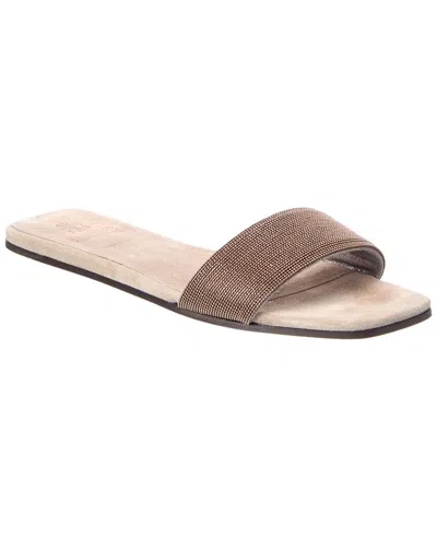 Brunello Cucinelli Leather Sandal In Brown