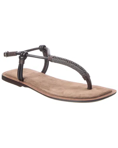 Brunello Cucinelli Leather Sandal In Brown