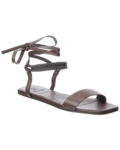 Brunello Cucinelli Leather Sandal In Black
