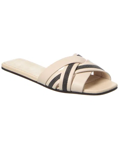 Brunello Cucinelli Leather Sandal In Multi