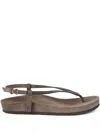 Brunello Cucinelli Suede Precious Strap Sandals In Brown