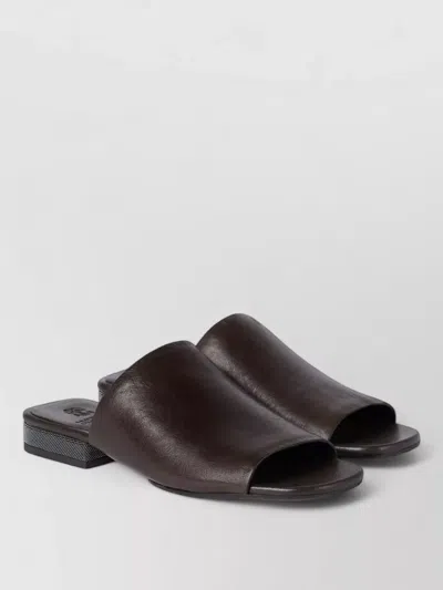 Brunello Cucinelli Leather Sandals Beaded Detail Block Heel In Brown